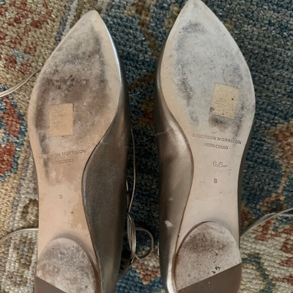 Sigerson Morrison Viata Lace Up Ankle Pointed Toe Flats - Platinum - Picture 6 of 6
